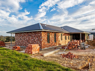 Brick house being built